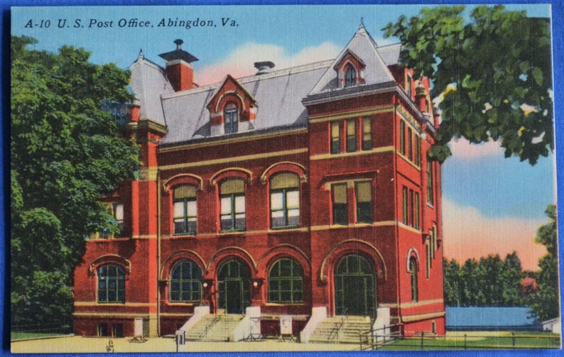 US Post Office Abingdon VA Virginia Linen Postcard Etsy