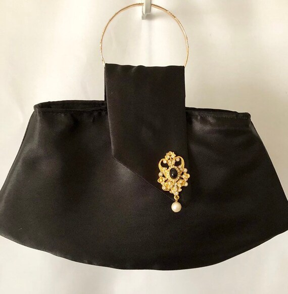 Little Black Dress Purse or Bag in Black Satin with Vintage Etsy