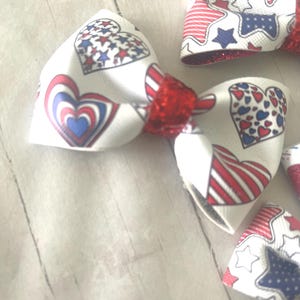 patriotic hair bow,fourth of july hair bow, hair bows, pigtails hair bows