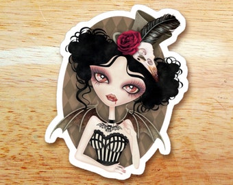 Countess Nocturne Magnet, Vampire Beauty Die Cut Magnet, Gothic Girl, Snail Mail, Swap