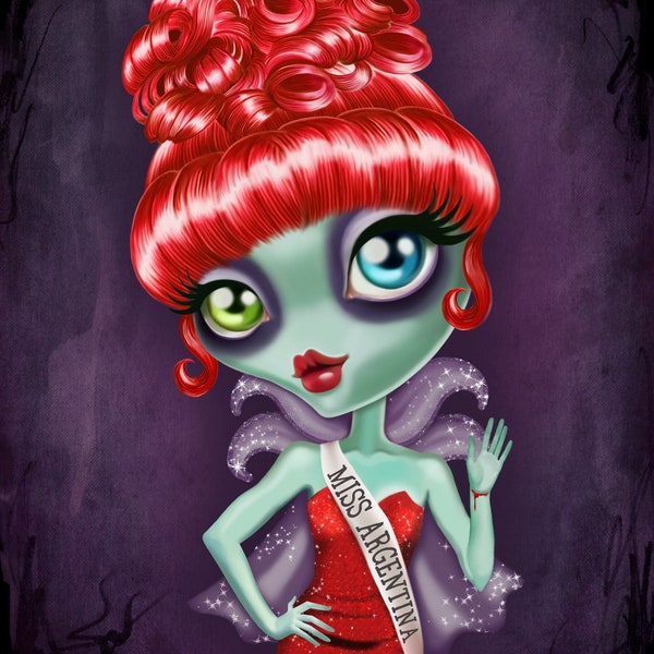 Miss Argentina 8 x 10 Art Print Beetlejuice Wall Art by Sandra Vargas