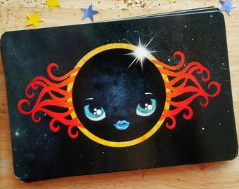 Solar Eclipse Postcard, Astronomy, Moon Face, Snail Mail, Postcrossing