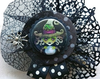 OOAK Wicked Witch Fabric Brooch - Handmade Brooch - Statement Brooch - Focal Brooch - Mothers Day Gift - Halloween Brooch