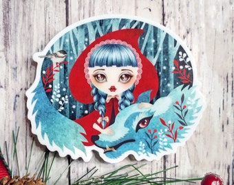 Red of the Woods Die-cut Vinyl Sticker - Little Red Riding Hood - Snail Mail Swap