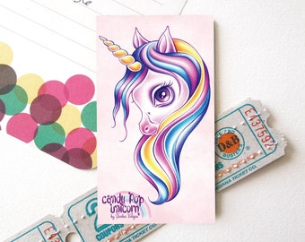 Candy Pop Unicorn Refrigerator Magnet, Mini Art for your Fridge, Snail Mail, Postcrossing, Swap Gift