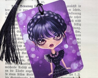 Wednesday Spooky Girl Bookmark with Tassel - Book Lovers Gift, Readers Gift, Bookworm Gift, Gift Under 5