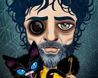Neil Gaiman Coraline 8x10 Art Print, Reading Lovers Wall Decor