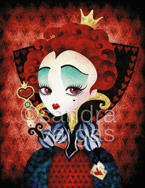 Queen of Hearts 8 X 10 Art Print, Alice in Wonderland Wall Art - Etsy