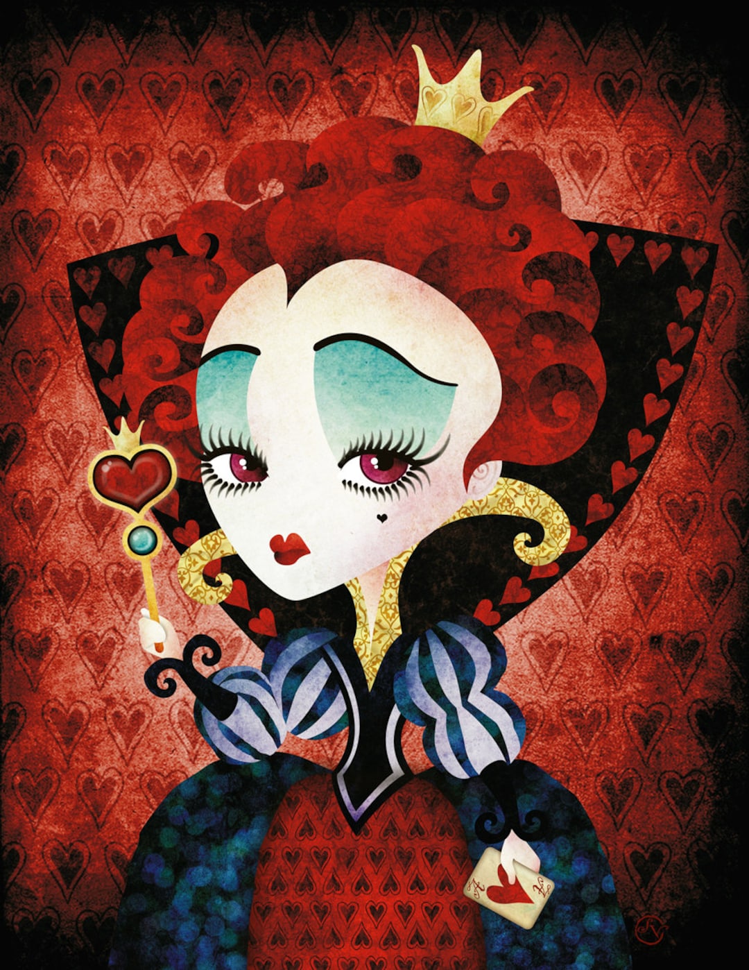 Queen of Hearts 8 X 10 Art Print, Alice in Wonderland Wall Art - Etsy
