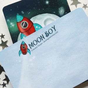 Moon Boy Postcard, Limited Edition, Postcrossing, Snail Mail, Swap, Pen Pal image 3
