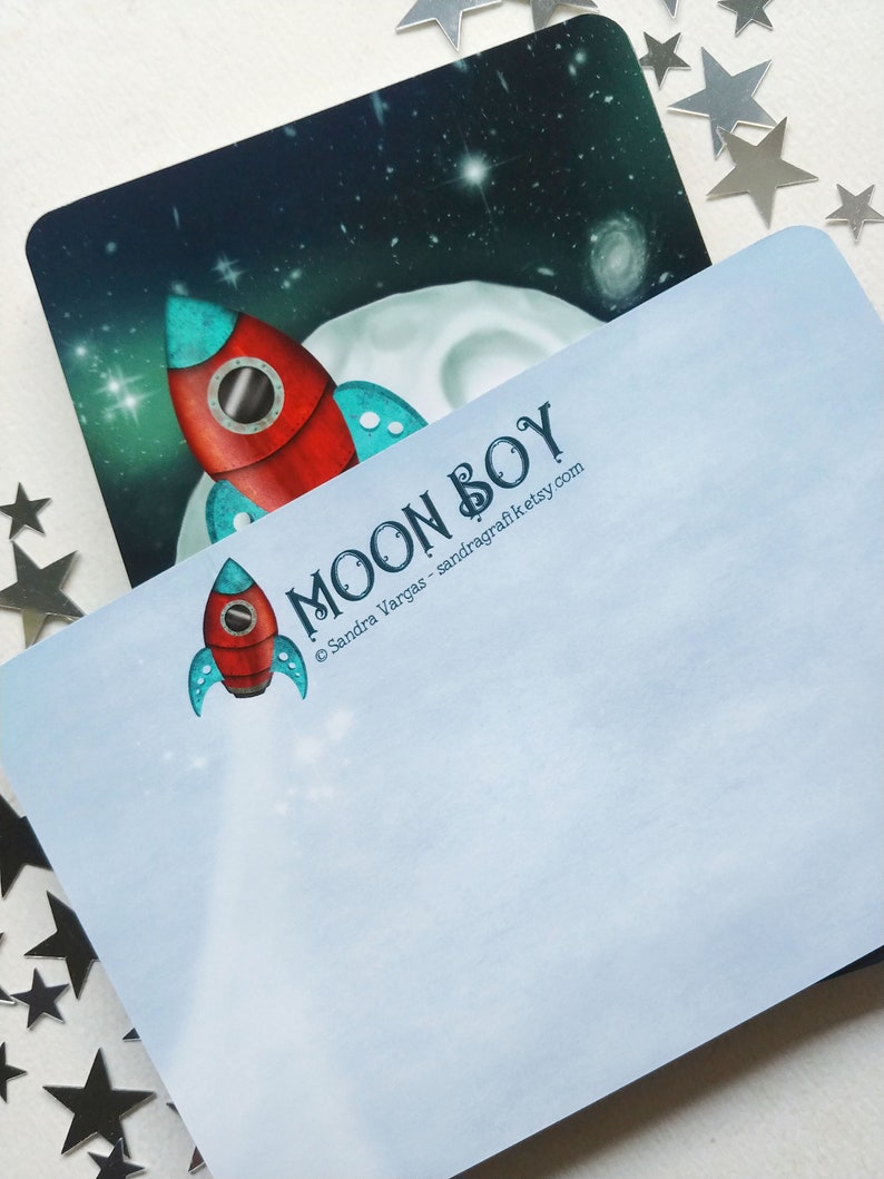 Moon Boy Postcard, Limited Edition, Postcrossing, Snail Mail, Swap, Pen Pal image 3