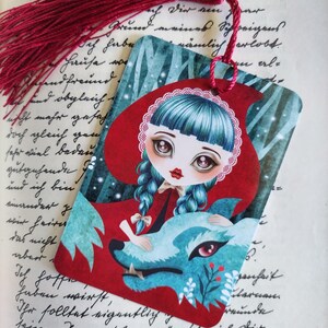 Little Red Riding Hood Bookmark with Tassel - Children&#39;s Books, Fairytale, Book Lovers Gift