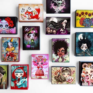 Your Choice Collectible Mini Print Mounted on Wood, ACEO, ATC, Mini Art, Mother&#39;s Day Gift, Made to Order
