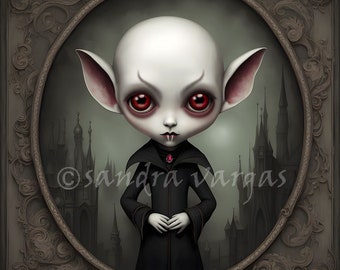 Nosferatu 10 x 10 Print Gothic Vampire Horror Art by Sandra Vargas