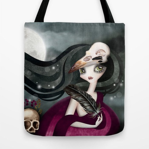 The Witching Hour Tote Bag Goth Girl Tote Bag Dark Fantasy Tote Bag FREE SHIPPING