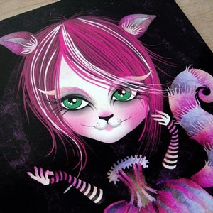 Cheshire Kitty, 8 x 10 Art Print, Alice in Wonderland Print, Cheshire Cat image 3