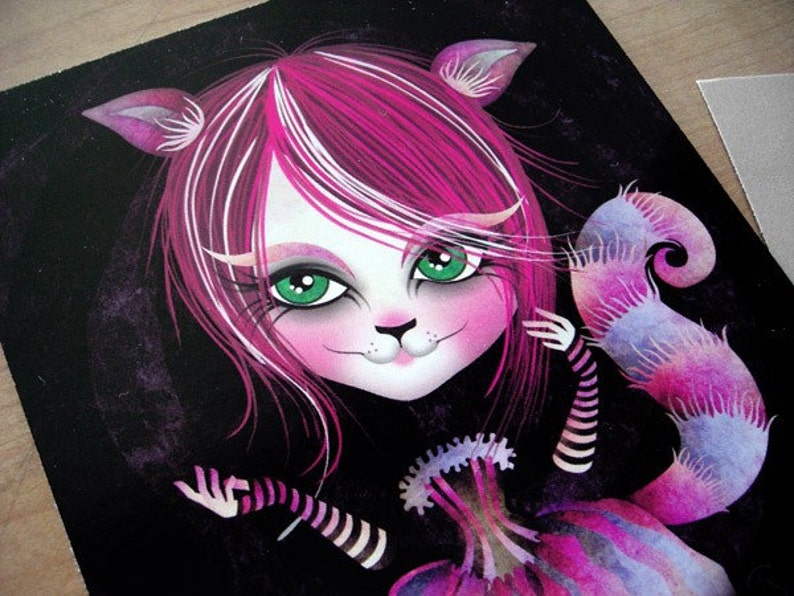 Cheshire Kitty, 8 x 10 Art Print, Alice in Wonderland Print, Cheshire Cat image 3