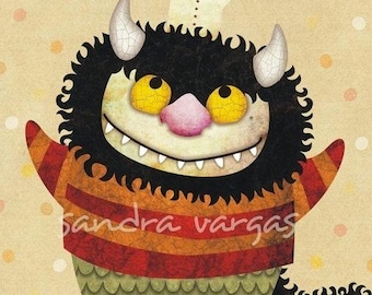 Vriendschapsmonster 8 x 10 kunstprint, Where the Wild Things Are, kinderkamerkunst, wanddecoratie
