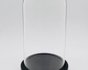 Glass bell jar 20x14 cm with black wooden base – Display case for insects, butterflies and curiosities – Naturalist display