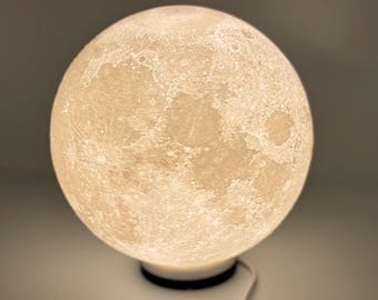 3D Printed Moon Lamp, Realistic Lunar Night Light, Celestial Bedroom Decor, Space Gift
