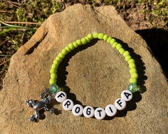 Antifascist "FROGTIFA" Antifa Bead Bracelet with Frog Charm