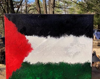 Palestine Flag Sparkly Acrylic Canvas Painting (18 x 24 Inch)