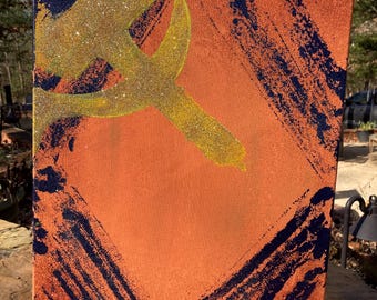 Hammer and Sickle Communist 18 x 24 Inch Acrylic Canvas Painting