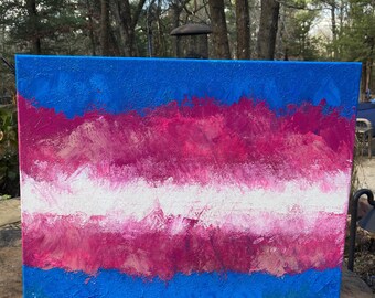 Trans Pride Sparkle 18 x 24 Inch Acrylic Canvas Painting