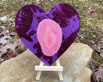 Queer Purple and Pink Heart Canvas Magnet