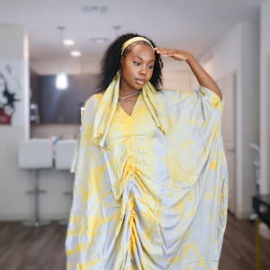 Nigeria Adire Silk Dress, Tie Dye Bubu | danshiki | Kaftan| Handmade African print dress | Nigerian made | Tie and Dye | Rich