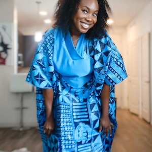 Ankara Print Bubu Dress with Matching headtie and inner belt | Kaftan| Handmade African print dress | Nigerian made | Asoebi| rich aunty