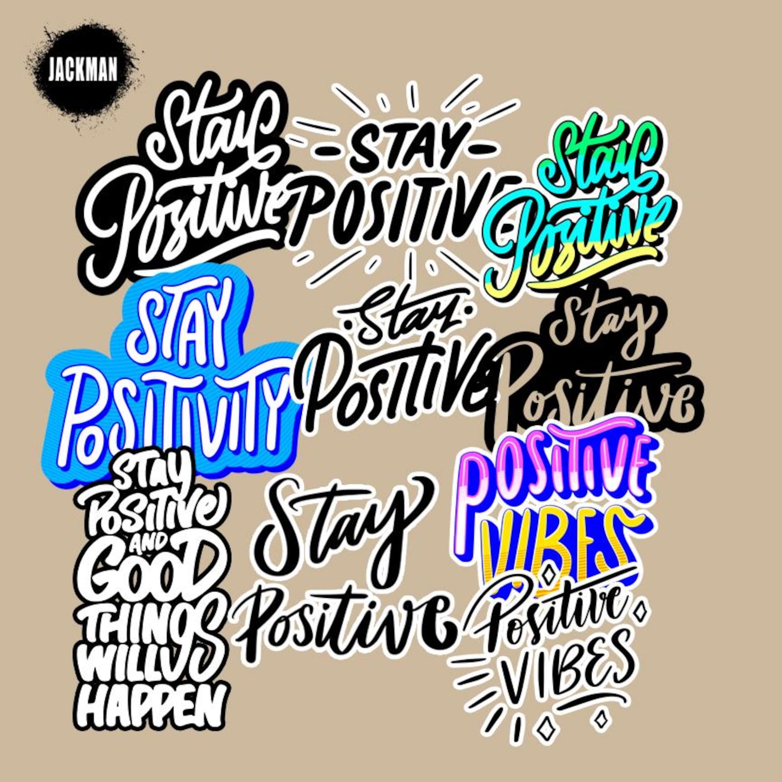 Stay Positive PNG Clipart, Digital Sticker Template (digital Download ...