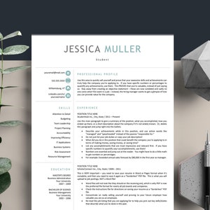 Student Resume Template for High School, College, and Grad Students | 1 & 2 Page Options