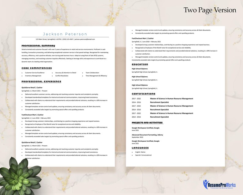 Pattern For Resume Traditional Resume Template: Ats-friendly, Editable (word, Google Docs ...