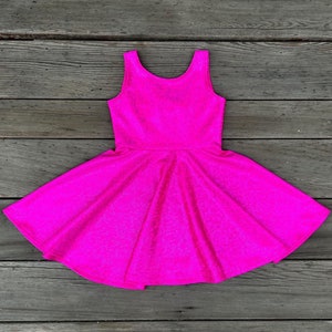 Pink Shimmer Twirl Dress: Handmade Full Circle Skirt