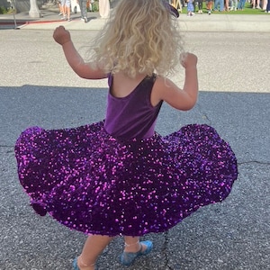 Purple Velvet Sequin Twirly Dress For Girls More Colors Available Pastel and Vibrant Girls Handmade Twirly Dresses For Any Occasion