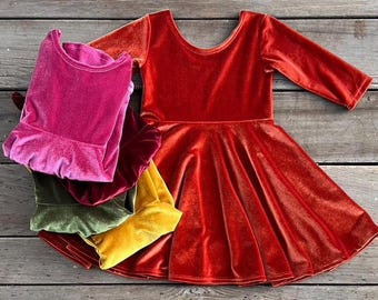 Fall Velvet Dress: Twirly Autumn Outfit, Thanksgiving Apparel