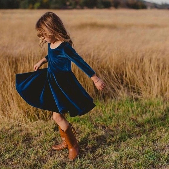 More Colors Available, Velveteen Girls Twirl Dress, Handmade by Fi and Me,  Full Circle Skirt, Super Twirly, Very Soft, Velvet 