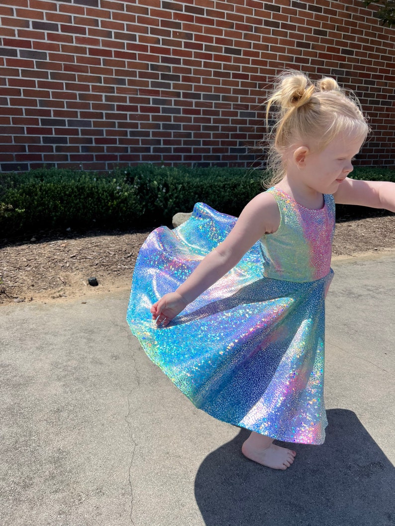 Sparkly Rainbow Twirly Dress, Unicorn Obsessed, Birthday Dress, Gifts for Girls, Special Play Dress, Spinning Dress, Princess Party Dress image 3