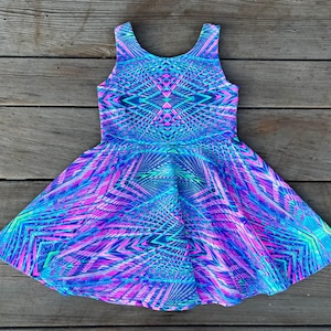 Black Light Glowing Dresses for Girls Glow Party Neon Twirly Dress Girls Dance Outfit Bright Bold Colors Retro Girls Party Dress