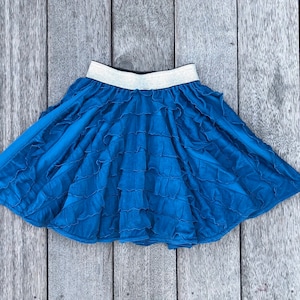 Twirly Royal Blue and Silver Ruffle Girls Full Circle Skirt - Etsy