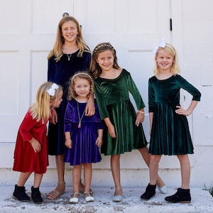 More Colors Available, Velvet Girls Twirly Dress, Gifts for girls, Velvet Dress, Flower Girl Dress, Birthday Girl, Toddler Dress, Baby Dress image 3