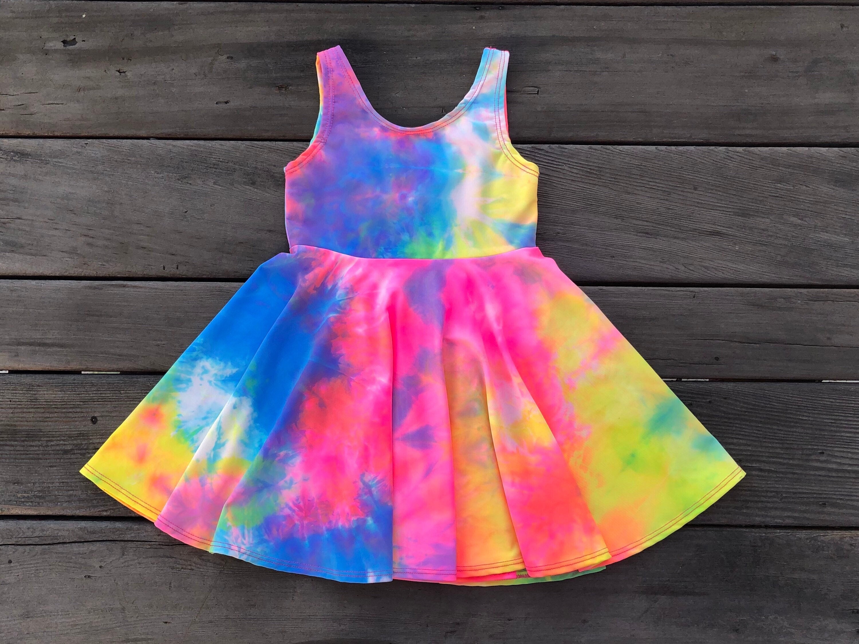 ZCFZJW Kids Little Girls Summer Dress Sleeveless Casual Tie Dye