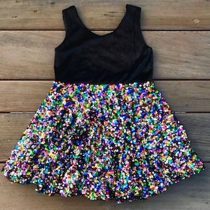 Sequin Velvet Girls Twirly Dress, Soft Sparkly Party Dress, Special Occasional, Holiday, Birthday, Bubble Skirt, Jewel Tones, by Fi and Me