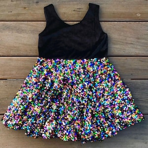 Rainbow Sequin Girls Party Dress for Christmas or Birthday Photoshoot Dress For Girls Sequin Dance Dress Rainbow Disco Girls Dress Holidays