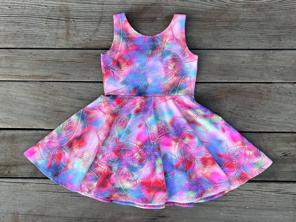retro neon dress Retro Sequin Tee Dress  Neon Multicolor