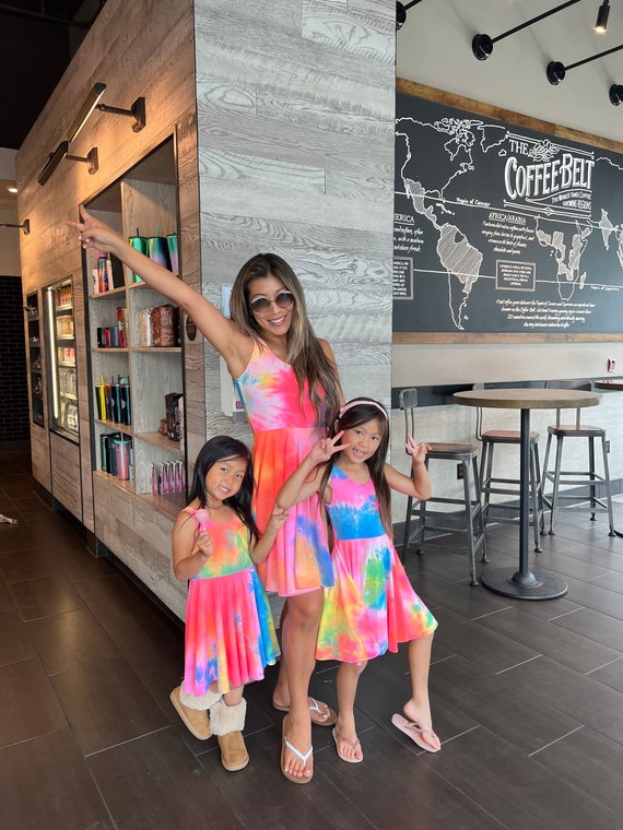 Matching Adult Twirly Dress: Sparkly Quick Dry Fabric, Full Circle Skirt
