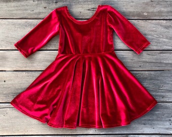 More Colors Available Velveteen Girls Twirl Dress Handmade | Etsy