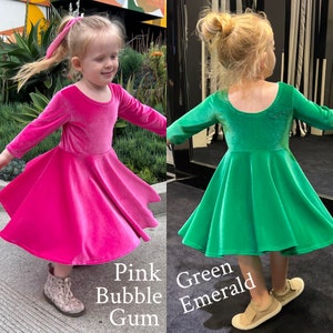 More Colors Available, Velvet Girls Twirly Dress, Gifts for girls, Velvet Dress, Flower Girl Dress, Birthday Girl, Toddler Dress, Baby Dress image 6