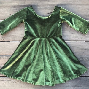 Mossy Green or Hunter Green Velveteen Girls Twirl Dress - Etsy